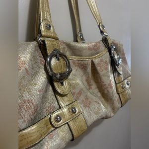 Y2K Floral Shimmer bag with leather and silver details